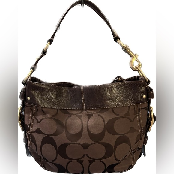 Coach Brown and Black Signature Bag - Picture 3 of 12